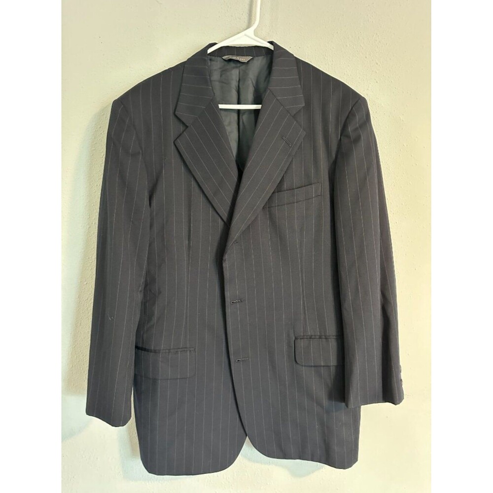 Brooks Brothers Black Pinstripe Wool Blazer 42R Made in USA Classic Tailored - Picture 2 of 9